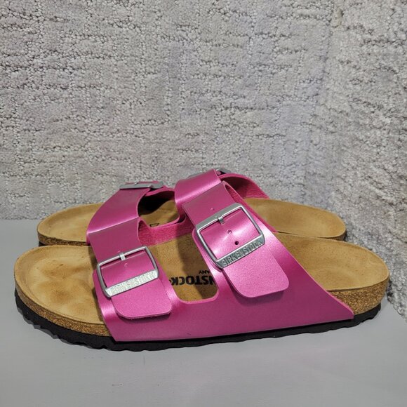 Birkenstock Arizona Unisex Size US L9 M7 Metallic Pink Birko-Flor Slip On Sandal - Picture 6 of 15